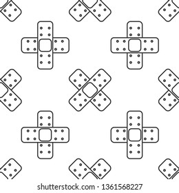 Black and white seamless pattern Medicine patch icon. Healthcare symbol