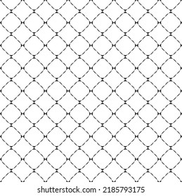 Black and white seamless pattern of minimalistic abstract rhombus grid on white background