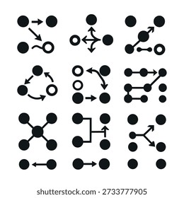Black and white seamless pattern of molecular and chemical structures with circles