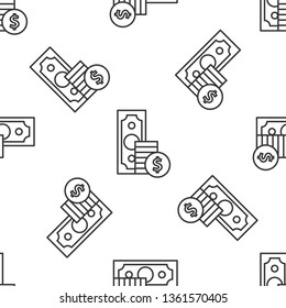 Black and white seamless pattern Money saving and money bag icon design