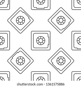 Black and white seamless pattern Money safe vector icon. Security concept
