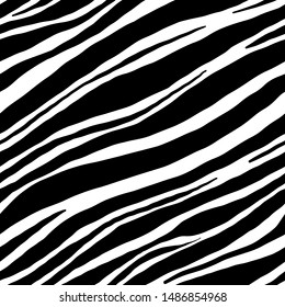 Black and white seamless pattern with monochrome graphic design. Vector illustration with beautiful zebra stripes. Perfectly for interior, textile, cover, bedding, clothing, kids, fashion, bed linen.