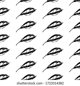 Schwarzweiß ist ein nahtloses Muster. Monochrome Muster besteht aus Blumen und Blättern, die mit einem handgezeichneten Pinsel gezeichnet werden. Ein wunderschönes, sich wiederholendes Muster von Pflanzen und Blumen. Vektorgrafik