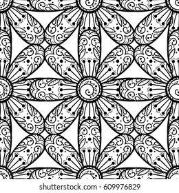 Black and white seamless pattern. Monochrome print.
