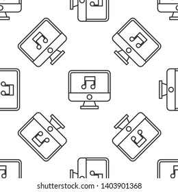 Black and white seamless pattern Music computer icon