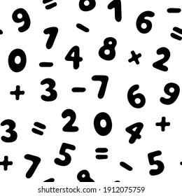 Black and white seamless pattern with numbers. Vector illustration