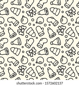 Black and white seamless pattern on the theme of the new year