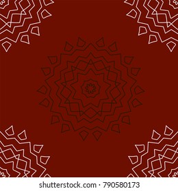 Black white seamless pattern on dark red background