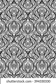 black and white Seamless pattern in oriental style. Vector illustration