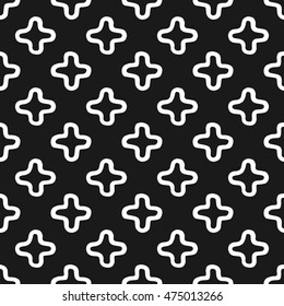 Black and white seamless pattern with outlined cross motifs in hand drawn style
