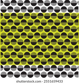 Black and White seamless pattern over a yellow strip