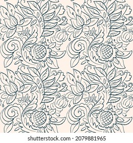 Schwarz-Weiß-Muster mit Paisley-Druck im Retro-Stil. Vektorgrafik