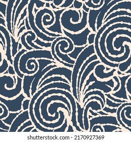 Black and white seamless pattern with Paisley print in a retro style. Vector illustration