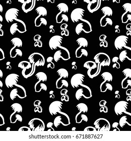Black and white seamless pattern with palm trees