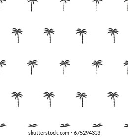 Black and white seamless pattern with palm tree. Vector tropical background.