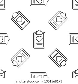 Black and white seamless pattern Patient Medical Record Icon. Healthcare