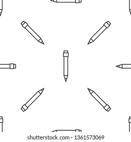 Black and white seamless pattern Pencil vector icon. Education symbol
