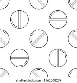 Black and white seamless pattern Pills vector icon. Medical and HealthCare Symbol