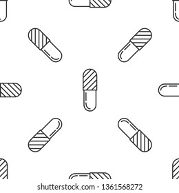 Black and white seamless pattern Pills vector icon. Medical and HealthCare Symbol