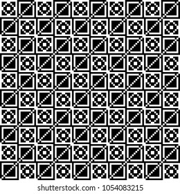 black and white seamless pattern. Pixel pattern. Rhombuses
