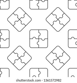 Black and white seamless pattern Puzzles vector icon