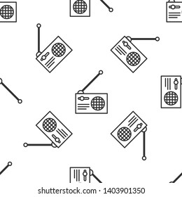 Black and white seamless pattern Radio vector icon