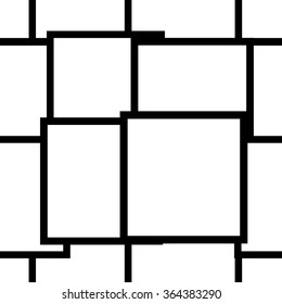 Black and white seamless pattern with rectangles.  Abstract background. Vector illustration.