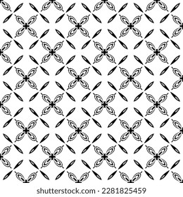 black and white seamless pattern repeated design ornament decoration floral flower damask style geometric elements tile texture textile fabric vector illustration