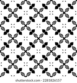 black and white seamless pattern repeated design ornament decoration floral flower damask style geometric elements tile texture textile fabric vector illustration