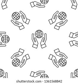 Black and white seamless pattern Save earth icon design. Save globe logo