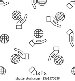 Black and white seamless pattern Save earth icon design. Save globe logo
