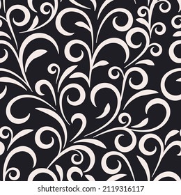 black and white seamless pattern with scroll elements. textile, wallpaper, gift wrapping paper design
