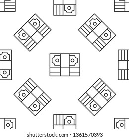 Black and white seamless pattern Simple Money icon. Universal cash icon.