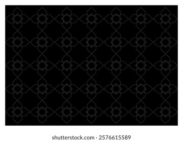 black and white seamless pattern: small connecting Thai flower  