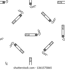 Black and white seamless pattern Smoking cigarette icon. Unhealthy, nicotine, smell, tobacco