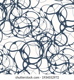 Black and white seamless pattern with smooth lines and circles. Vector illustration