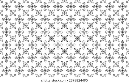 Black and white seamless pattern, star pattern, simple pattern, black and white background, Islamic pattern