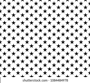 Black white seamless pattern stars background. Vector illustration.