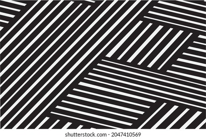 Black and white seamless pattern with  stripes.Optical illusion effect. Geometric tile in op art. Futuristic and vibrant design,Illusive vector background.can be for used you design.