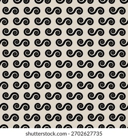 Modelo inconsútil blanco y negro de las espirales dobles estilizadas y de las espirales vinculadas en una Ilustración vectorial ligera del fondo