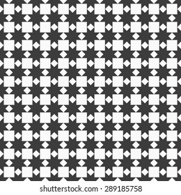 Black and white seamless pattern with stylized stars. Vector background