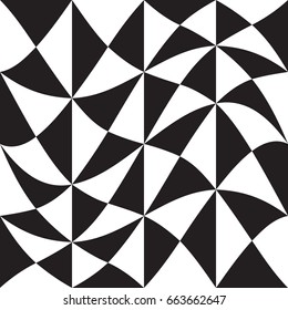 Black and white seamless pattern with stylized triangles.