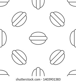 Black and white seamless pattern Tasty macaroon icon