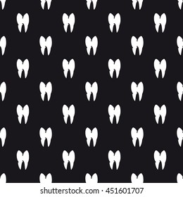 Black and white seamless pattern with teeth. Vector illustration