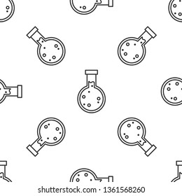 Black and white seamless pattern Test tube icon. Laboratory equipment