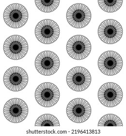 Black and white seamless pattern for textile, round disc wheel vector illustration eps