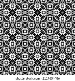 Black and white seamless pattern texture. Greyscale ornamental graphic design. Mosaic ornaments. Pattern template. Vector illustration. EPS10.