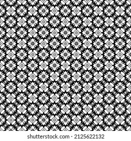 Black and white seamless pattern texture. Greyscale ornamental graphic design. Mosaic ornaments. Pattern template. Vector illustration. EPS10.
