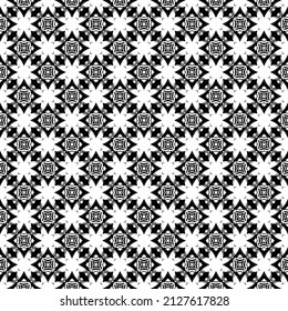 Black and white seamless pattern texture. Greyscale ornamental graphic design. Mosaic ornaments. Pattern template. Vector illustration. EPS10.