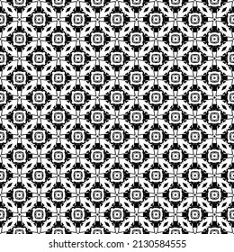 Black and white seamless pattern texture. Greyscale ornamental graphic design. Mosaic ornaments. Pattern template. Vector illustration. EPS10.